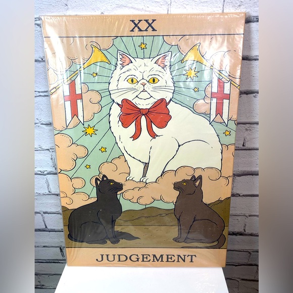 Cat Tarot Card Judgement Stretched Canvas Wall Art Cat Mom Gift New 16x22 NEW - Picture 1 of 7